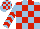 Silk - light blue, red checked, light blue sleeves with red chevrons, light blue and red checked cap