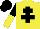 Silk - yellow, black cross of lorraine, black and yellow halved sleeves, black cap