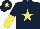 Silk - Dark blue, yellow star, halved sleeves and star on cap