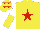 Silk - Yellow body, red star, white arms, yellow halved, yellow cap, red stars