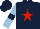 Silk - dark blue, red star, light blue sleeves, dark blue armlets