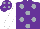 Silk - Purple, silver spots, white sleeves, purple cap, silver spots