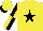 Silk - yellow, black star, black quartered sleeves, yellow cap, black peak