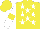 Silk - Yellow, white stars, yellow hoop on white sleeves, yellow cap