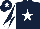 Silk - Dark blue, white star, white and dark blue diabolo on sleeves, dark blue cap, white star