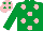 Silk - Emerald green, pink spots, pink cap, emerald green spots