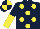 Silk - Dark blue, yellow spots, dark blue, yellow halved sleeves, dark blue, yellow quartered cap