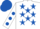 Silk - White, Royal Blue stars, White sleeves, Royal Blue spots, Royal Blue cap