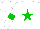 Silk - White, green star, white, green hoop sleeves, white cap
