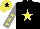 Silk - Black, yellow star, grey sleeves, yellow stars, yellow cap, black star