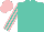 Silk - Turquoise, pink stripes on sleeves, pink cap