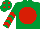 Silk - Emerald green, red disc, chevrons on sleeves, emerald green cap, red spots