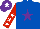 Silk - Royal blue, purple star, red sleeves, white stars, purple cap, white star