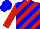 Silk - red and blue diagonal stripes, red sleeves, blue cap