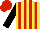 Silk - Yellow and red  stripes, black sleeves, yellow and red cap