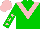 Silk - Green, pink chevron, pink stars on sleeves, pink cap