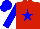 Silk - red, blue star, blue sleeves and cap