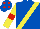 Silk - Royal blue, red and yellow sash, red armlets on yellow sleeves, red spots on royal blue cap