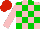Silk - Pink and green checks, pink sleeves and red cap