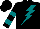 Silk - Black, teal lightening bolt, teal bars on sleeves, black cap