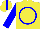 Silk - yellow, blue circle, blue arms, blue stripe on cap