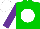 Silk - Green, white ball, purple sleeves, white cap