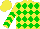 Silk - Yellow, green diamonds, green chevrons on sleeves