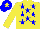 Silk - Yellow body, blue stars, yellow arms, blue cap, yellow star