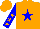 Silk - Orange, blue star, blue sleeves, orange stars