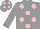 Silk - grey, pink spots, grey sleeves, pink spots on grey cap