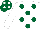Silk - White, dark green spots, dark green cap, white spots