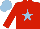Silk - red, light blue star, light blue cap