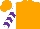 Silk - Orange , purple palm tree, purple chevrons on white sleeves