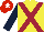 Silk - Yellow, maroon cross sashes, dark blue sleeves, red cap, white star