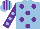 Silk - Light blue, purple spots, purple sleeves, light blue spots, light blue and purple striped cap