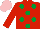 Silk - RED, EMERALD GREEN spots, RED sleeves, PINK cap