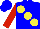 Silk - Blue, large yellow spots, red sleeves, blue cap