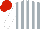 Silk - Silver and white stripes, white sleeves, red cap