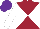 Silk - maroon and white diabolo, white sleeves, purple cap