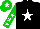 Silk - Black, white star, green sleeves, white stars, green cap, white star