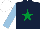 Silk - Dark blue, emerald green star, light blue sleeves, white cap