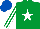 Silk - Emerald green, white star, striped sleeves, royal blue cap