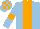 Silk - Light blue, orange stripe, armlets, checked cap