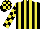 Silk - Black, yellow stripes, checked sleeves and cap