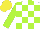Silk - White, lime green checked, lime green sleeves, yellow cap