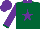 Silk - Dark green, purple star, purple collar and sleeves, dark green cuffs, purple cap