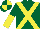 Silk - Dark Green, Yellow cross belts, Dark Green and Yellow halved sleeves, Quartered cap