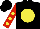 Silk - Black, yellow ball, yellow dots on red sleeves