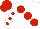 Silk - White, large red spots, red spots on sleeves, red cap