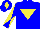 Silk - Blue body, yellow inverted triangle, blue arms, yellow diabolo, blue cap, yellow diamond